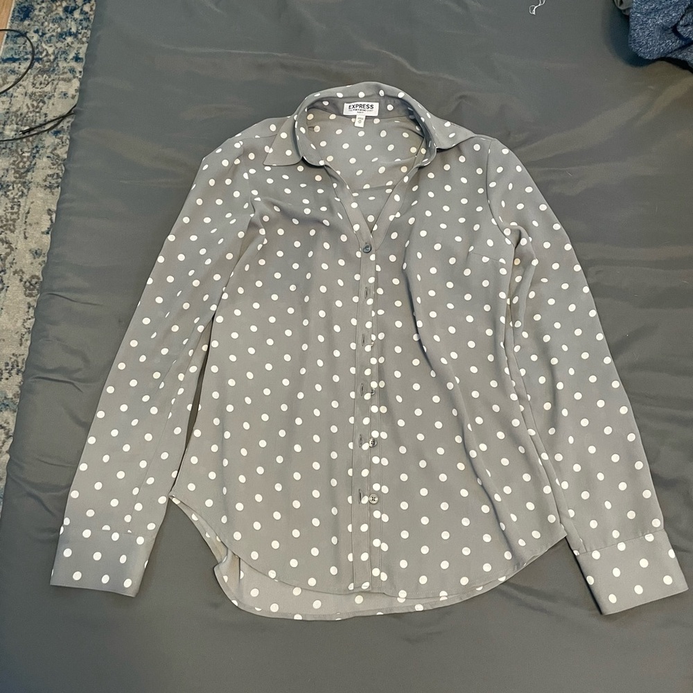 Express grey polka dot portofino shirt